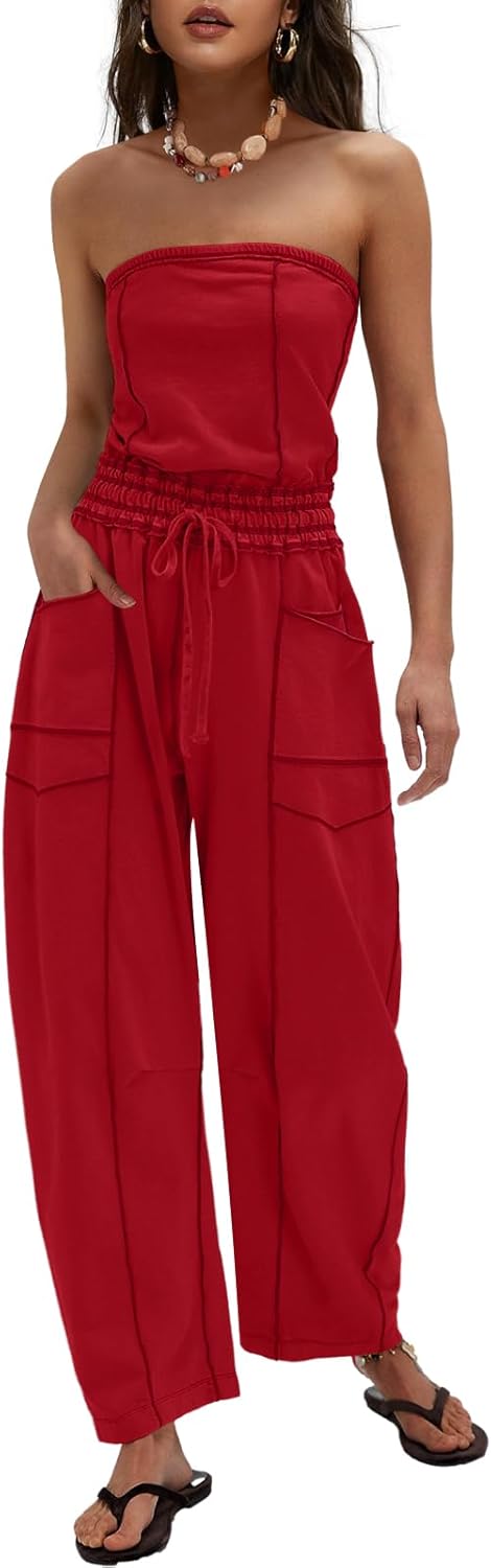 Stylish Womens Casual Strapless Jumpsuits for Summer Fun