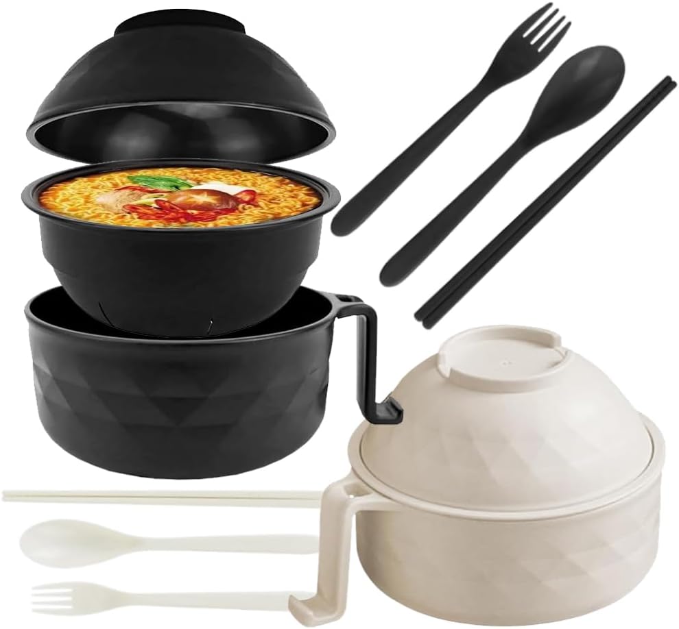 Convenient Phone Holder: RONSOOBA Wheat Fiber Noodle Bowl Duo