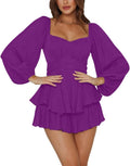 Women's Jumpsuit Lantern Long Sleeve Ruffle Tie Waist Romper - Chic