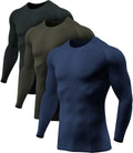 ATHLIO Men's UPF 50+ Long Sleeve Compression Shirt - Sun (Style PJ32)