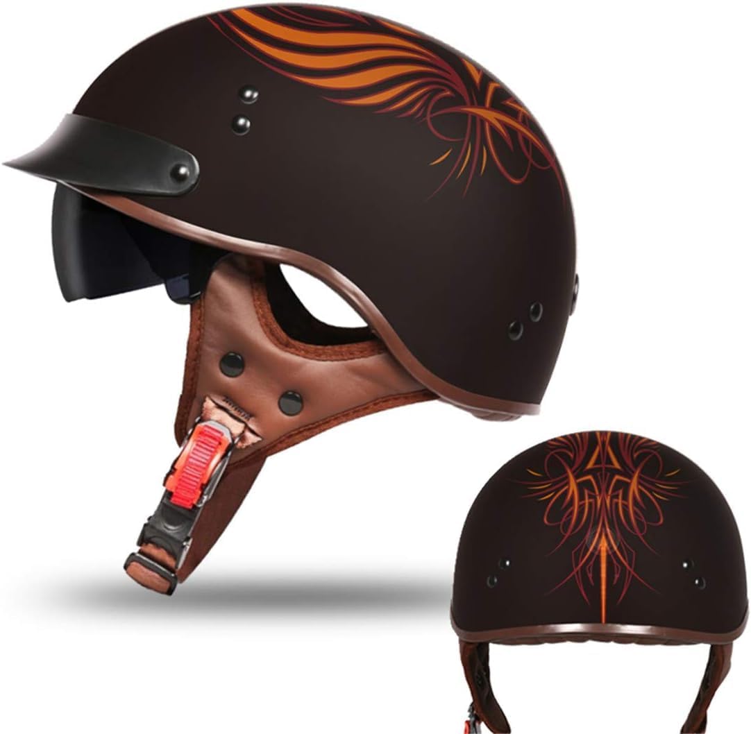 VCOROS Half Helmet Motorcycle DOT Approved with Sun Visor