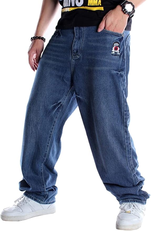 Ylingjun Mens Baggy Hip Hop Jeans for Casual Loose Fit Style