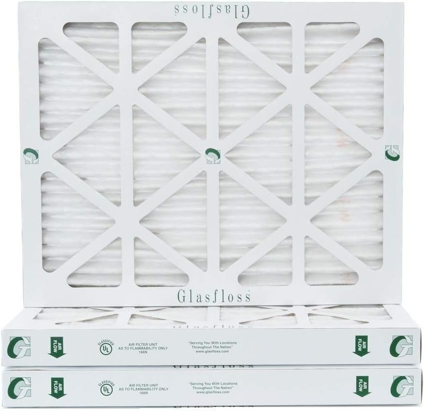 Glasfloss MERV 10 Pleated Air Filters for AC and Furnace 3 Pack
