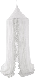 Kids Bed Canopy Lace Chiffon Netting with Pom Pom - Fairy Nursery