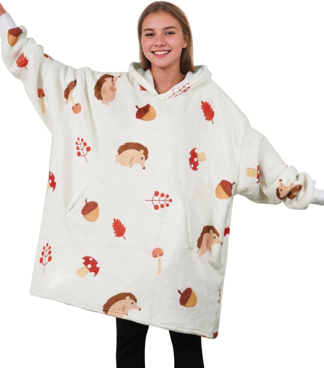 Hedgehog Hooded Blanket - Cozy Gift for Hedgehog Lovers