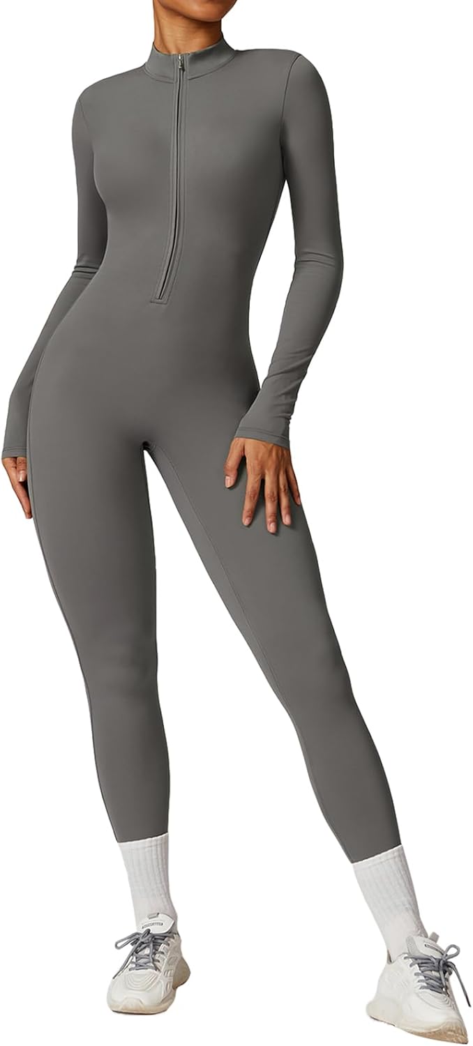 ECUPPER Women Long Sleeve Bodycon Jumpsuits for Fitness Style