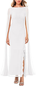 Lrady Women's Formal Evening Gowns High Split Ruffle Maxi Dress