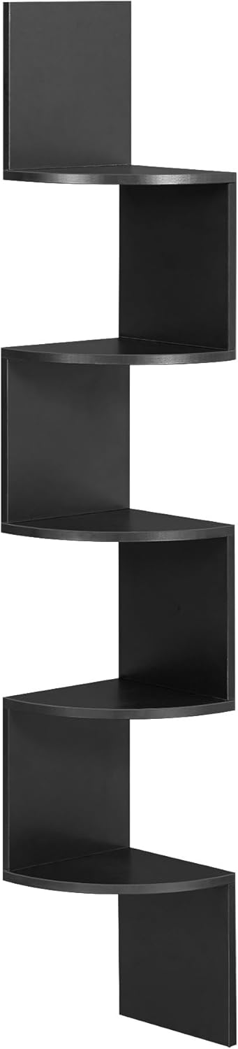 VASAGLE Corner Shelf Wall Mount - 5-Tier Floating Bookshelf