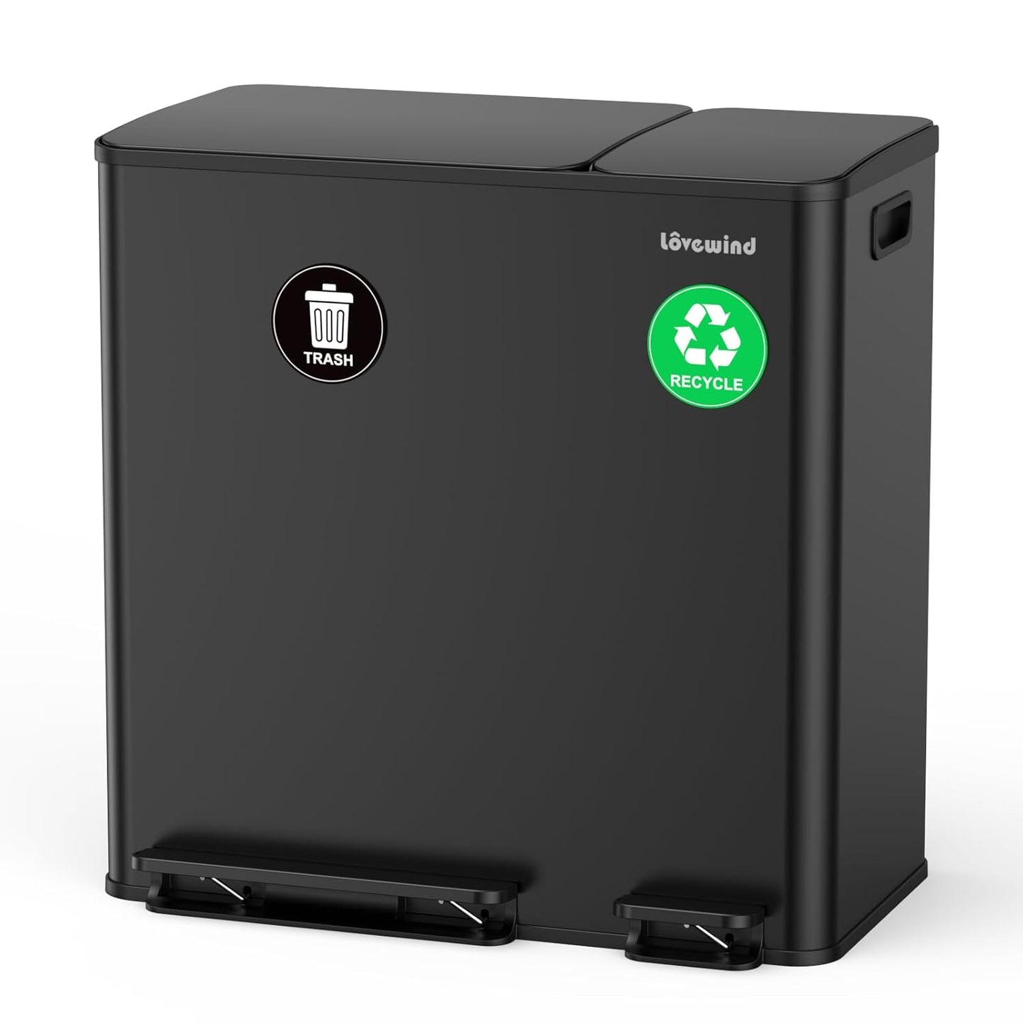Dual Trash and Recycling Bins for Kitchen with Soft-Close Lid