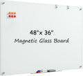 Glass White Board 48x36 in Frameless Magnetic Dry Erase - Modern Look