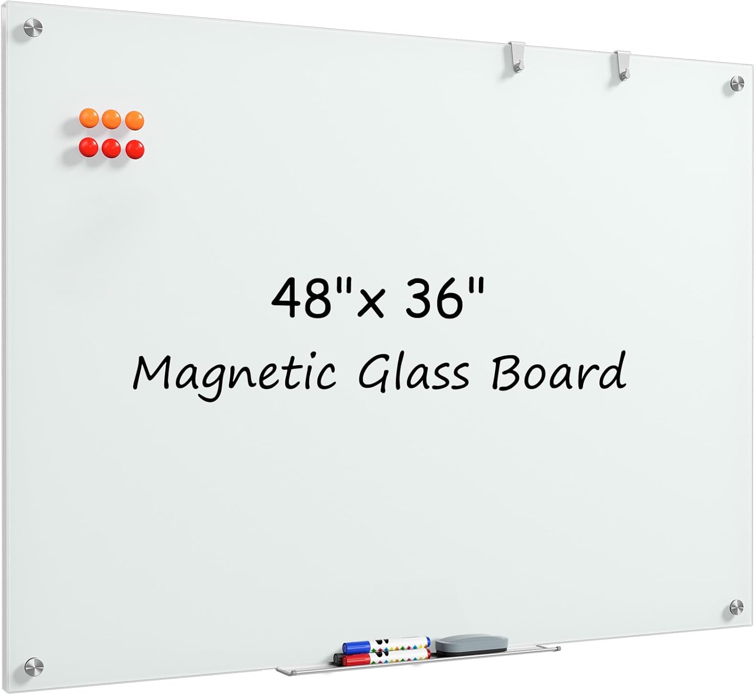 MaxGear Glass White Board 48x36 Inches for Office and Home