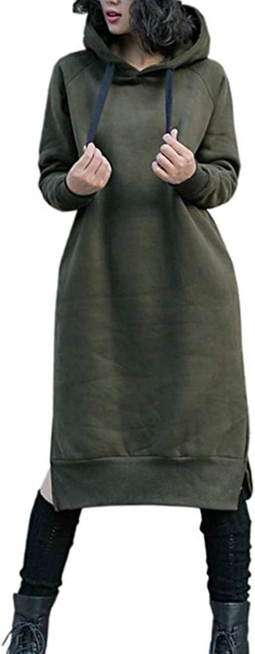 NUTEXROL Women's Thickening Long Fleece Hoodie Dress for Comfort