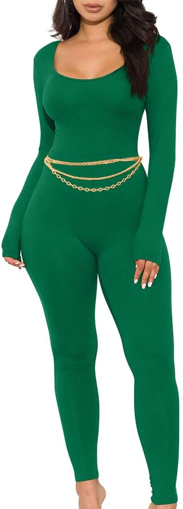 GOKATOSAU Women's Sexy Long Sleeve Bodycon Jumpsuits for Clubs