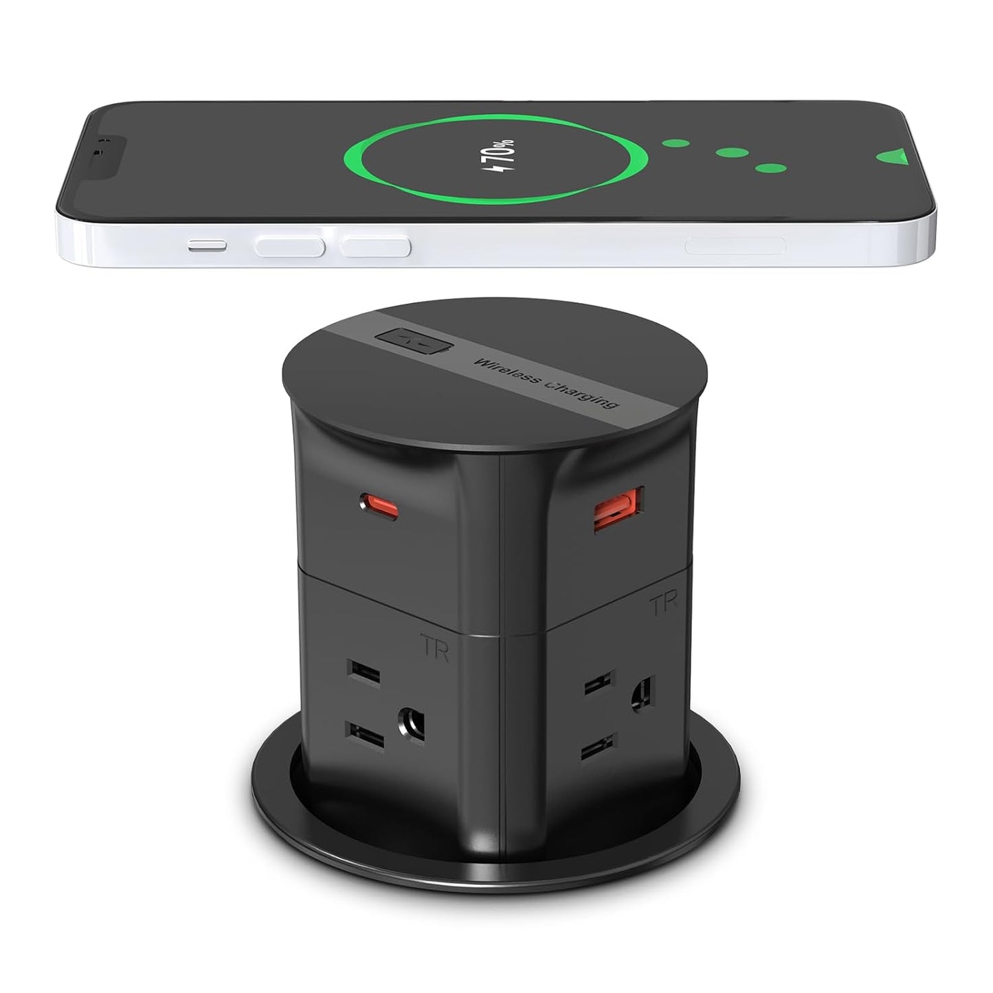 Pop Up Outlet with Wireless Charger and Surge Protection