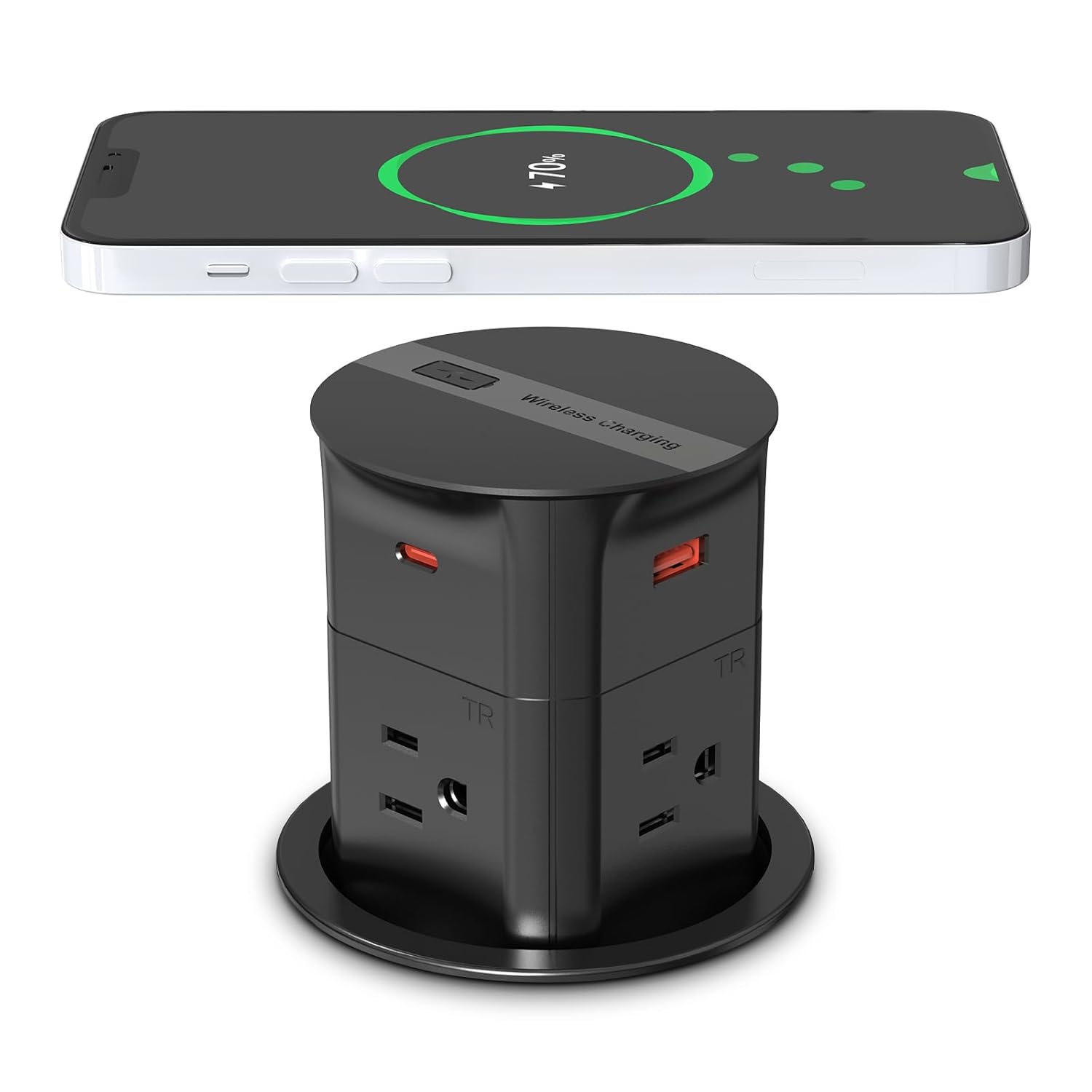 Pop Up Outlet with Wireless Charger and Surge Protection