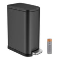 BETHEBEST 10 Liter Black Bathroom Trash Can with Lid - Slim Step Can