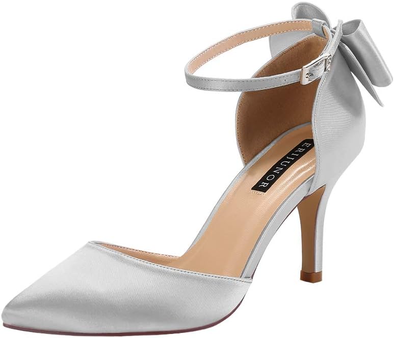 ERIJUNOR Wedding Evening Party Shoes with Comfortable Mid Heels