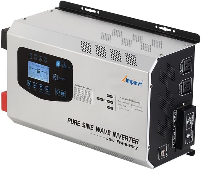 3000W Pure Sine Wave Inverter with Charger and LCD Display