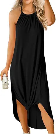 GRECERELLE Women's Casual Sundress with Side Slit for Summer