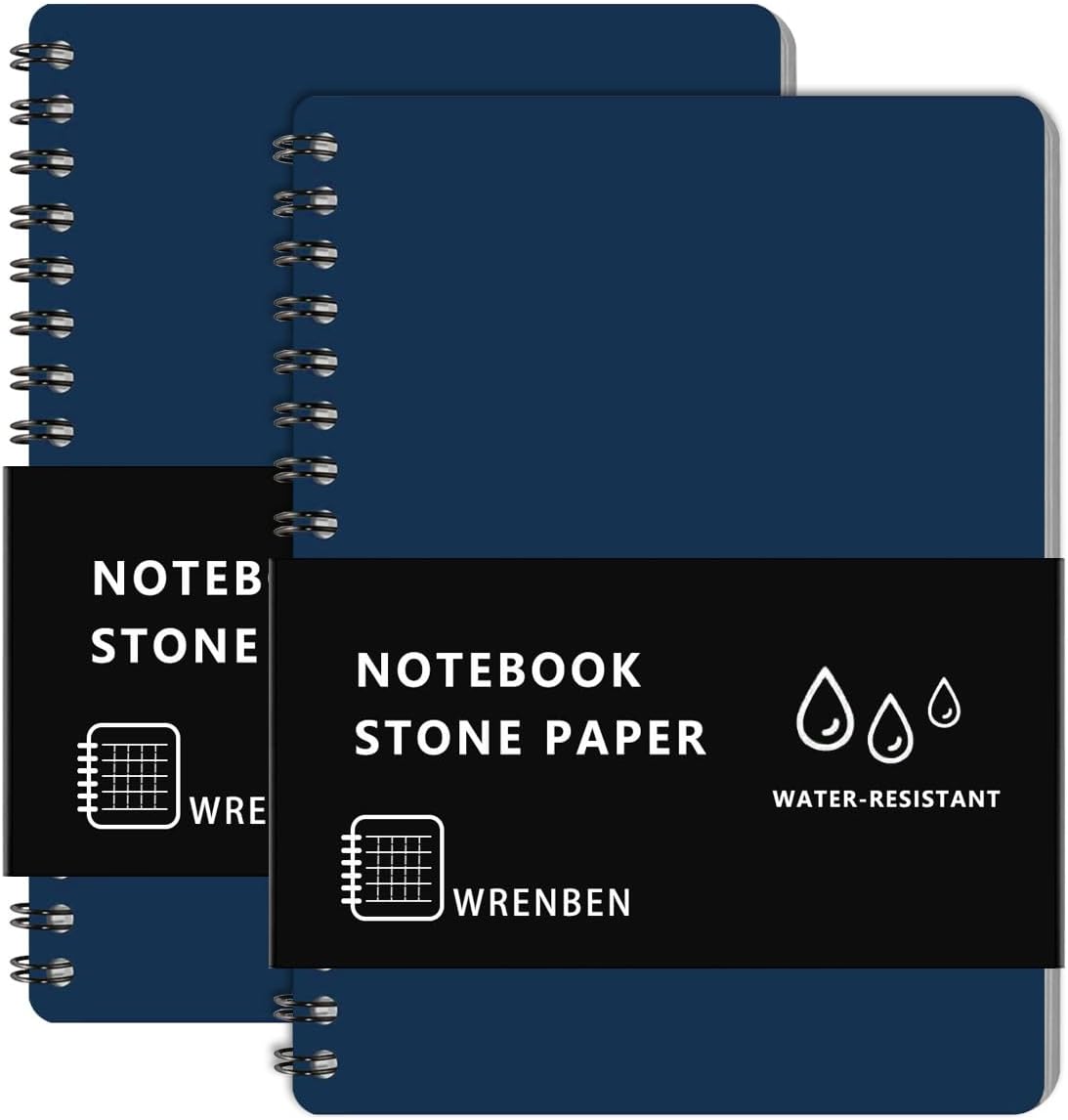 WRENBEN 2PCS Waterproof Spiral Notebooks - Graph Pattern, All-Weather Steno Pads for Outdoor Field