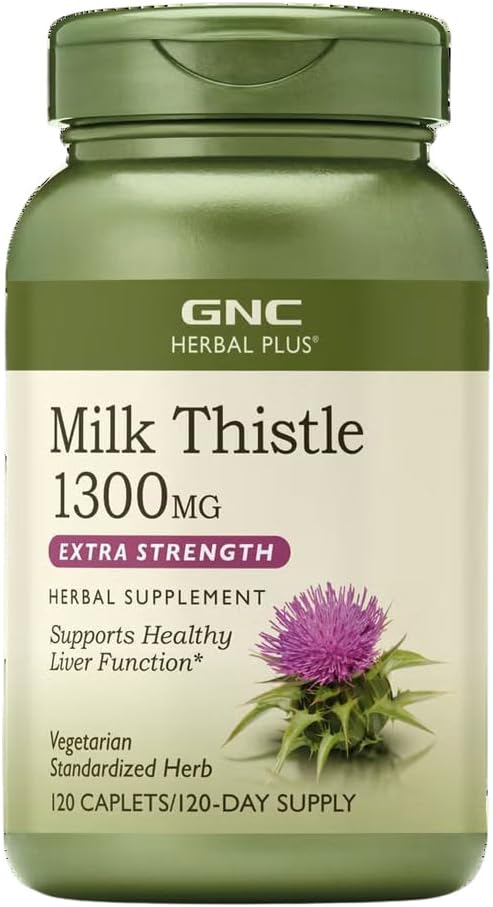 GNC Herbal Plus Milk Thistle 1300mg Extra Strength Supplement