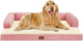 Large Dog Bed Orthopedic Washable Extra Pink XL - Memory Foam Bolster