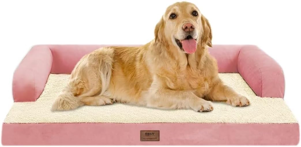 Large Dog Bed Orthopedic Washable Extra Pink XL for Comfort