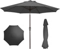9FT Gray Patio Umbrella with Wind Vent and Crank Tilt - Sun Shade