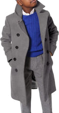 Ebifin Boys Notch Lapel Double Breasted Long Trench Coat - Warm