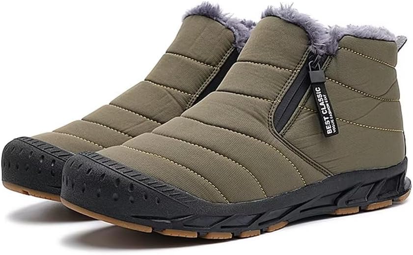 Jakcuz Men Snow Boots Water Resistant Non-slip Winter Shoes