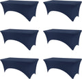 Table Covers for 6 Foot Tables 6 Pack Navy Blue - Washable Stretch Fit