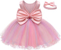Baby Girls Ruffle Lace Backless Bowknot Dress with Headwear