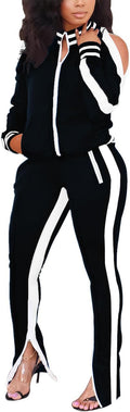 Women Casual 2 Piece Outfit Long Pant Set Sweatsuit Tracksuit
