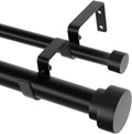 Black Double Curtain Rods for Windows 36 to 72 in - Heavy Duty Modern