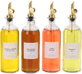 Olive Oil Dispenser Bottles Set of 4 - Modern Glass Cruets for Kitchen