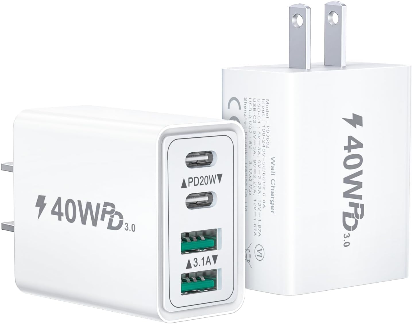 Fast Charge 4-Port USB-C Wall Plug Duo - Aeidegut