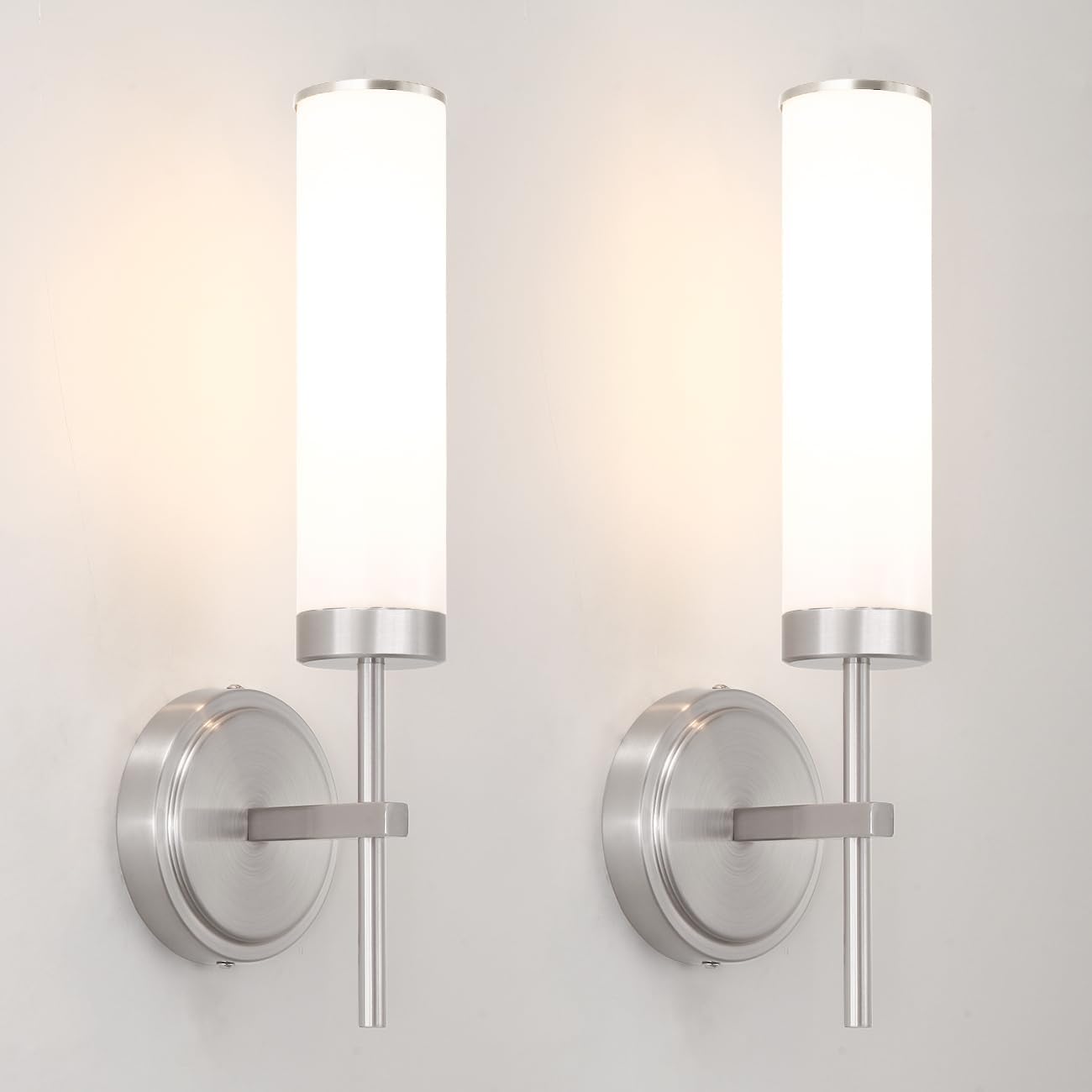 Brushed Nickel Wall Sconces Set of 2 for Modern Lighting