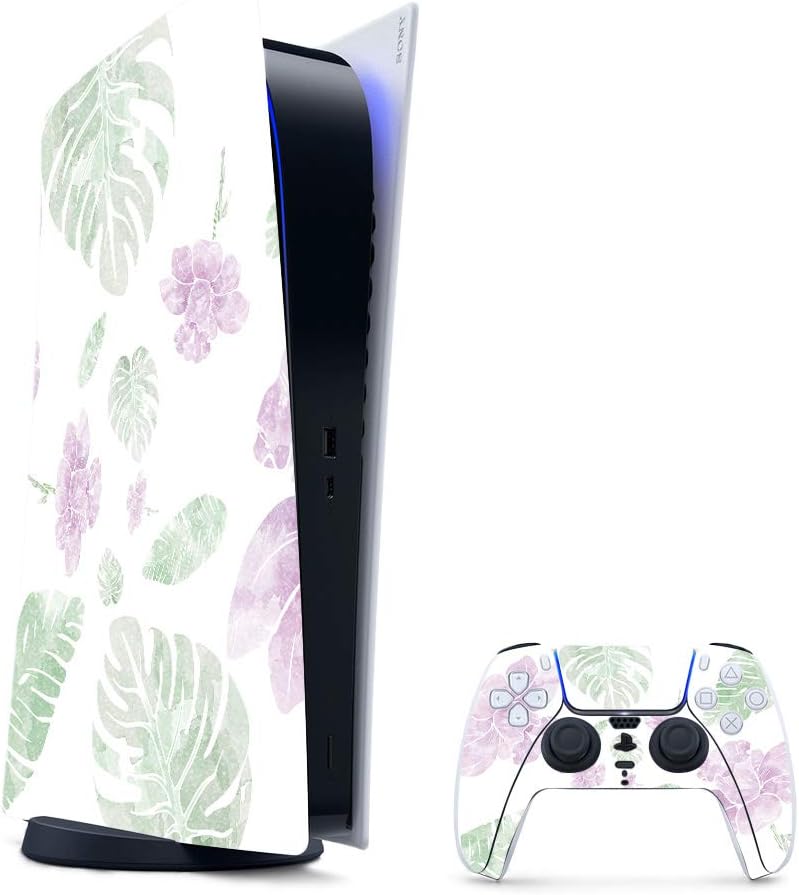 MightySkins Glossy Glitter Gaming Skin for PS5 - Water Color Flowers
