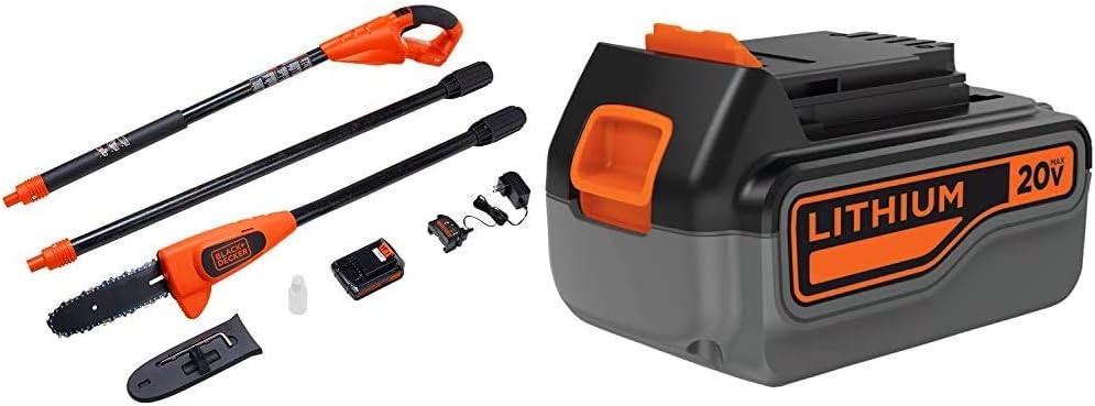 BLACK+DECKER 20V MAX Pole Saw with Extra Battery for Easy Trimming