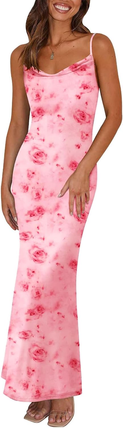 PRETTYGARDEN Women's Floral Spaghetti Strap Maxi Dress 2025
