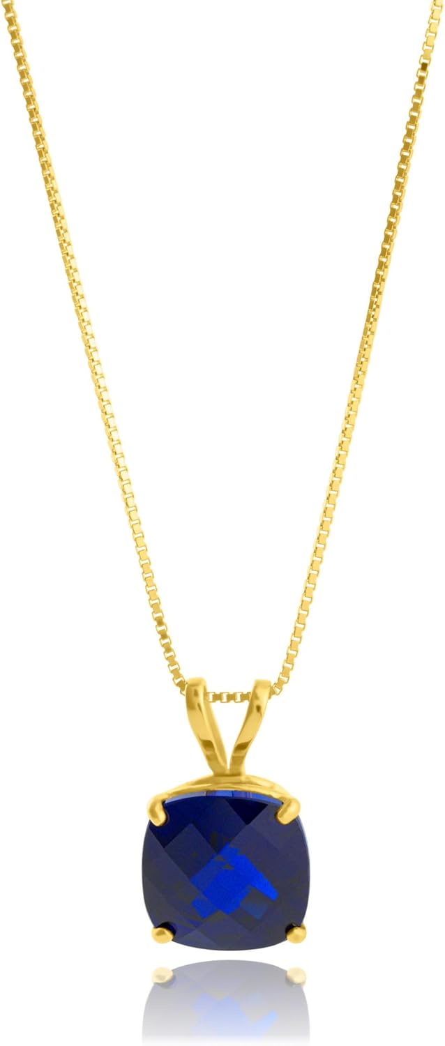 Cushion Cut Gemstone Necklace with 14K Solid Gold Elegance