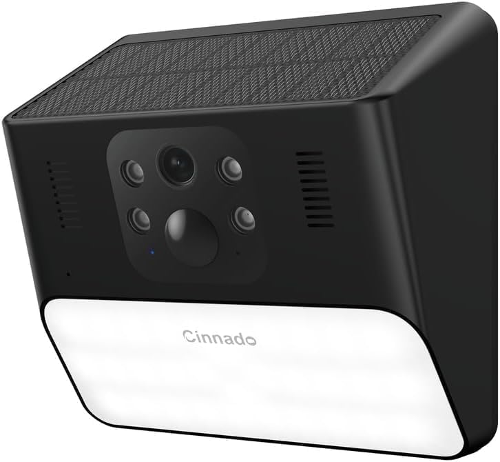 Wireless 2K Solar Camera: AI Motion Detection, Siren, Alexa - Cinnado