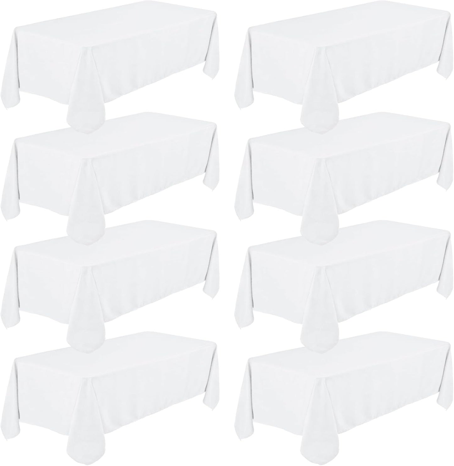8 Pack White Tablecloths 60 x 102 Inch for Elegant Events