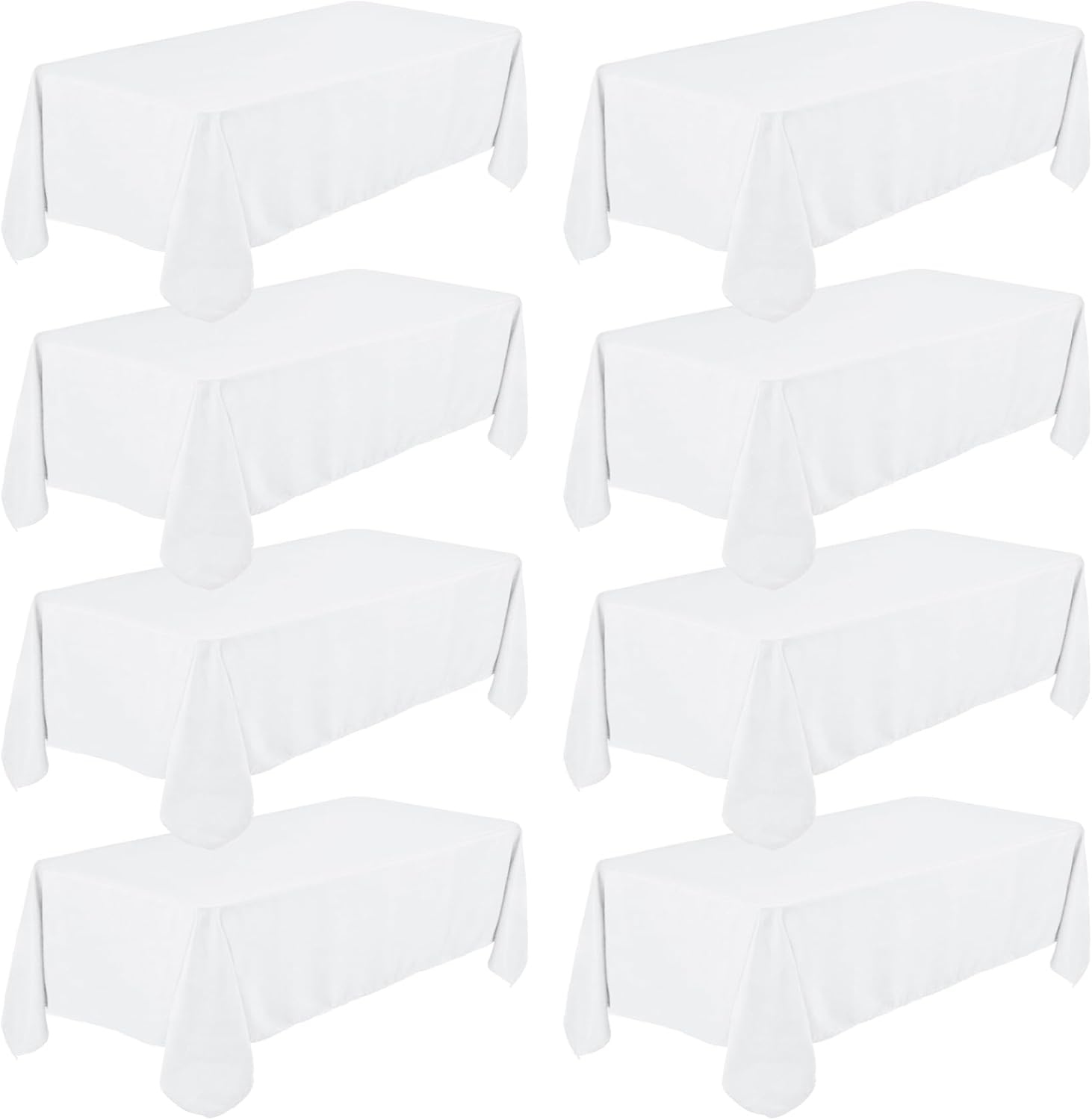 8 Pack White Tablecloths 60 x 102 Inch for Elegant Events