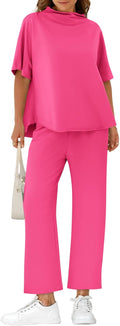 Women's Oversized Lounge Set 3/4 Batwing Sleeve Two Piece - Relaxed
