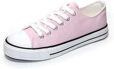 Womens Low Top Lace Up Canvas Sneakers for Casual Fashion