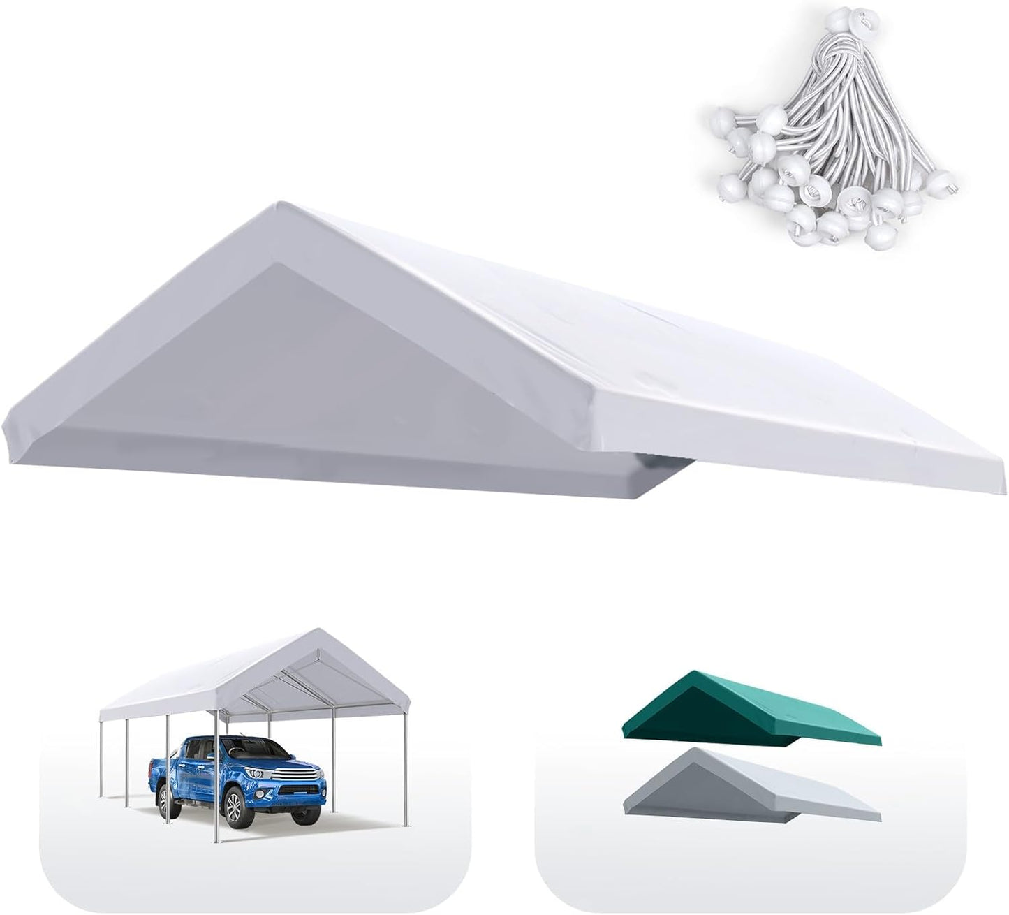 Quictent Carport Replacement Tarp Canopy Top Cover for 10x20 ft