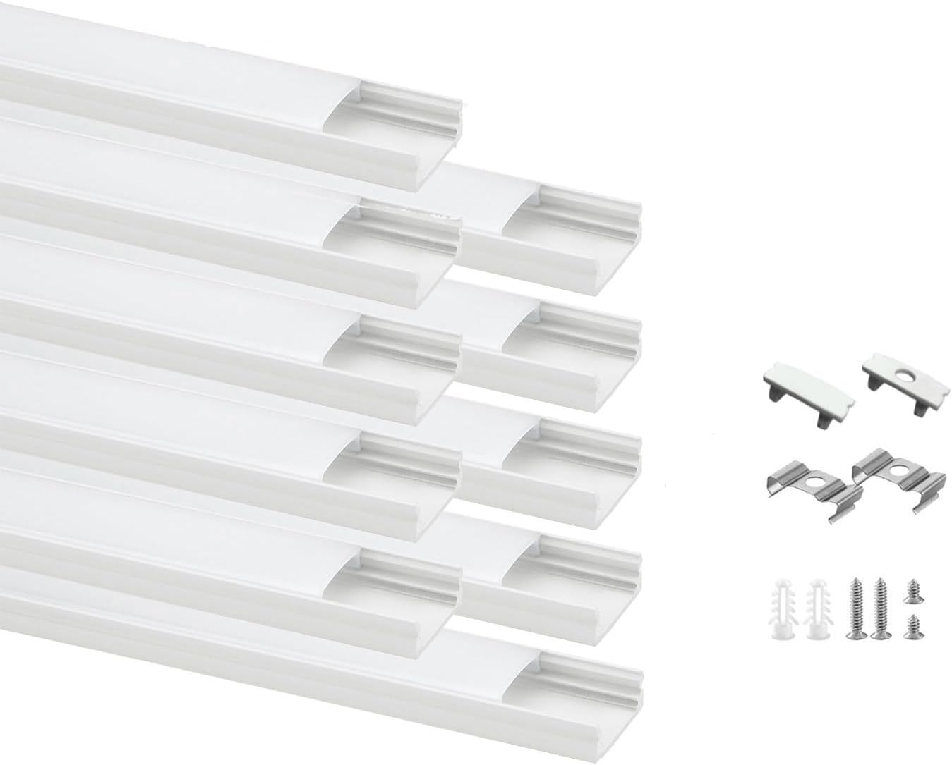 LED Aluminum Channel for Strip Lights - 10 Pack 6.6Ft Length