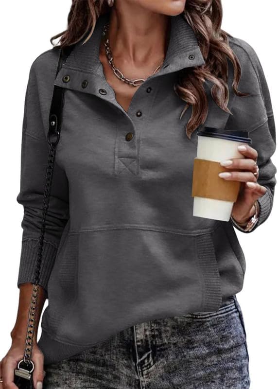 SHEWIN Women's Casual Long Sleeve Stand Neck Sweatshirt Review