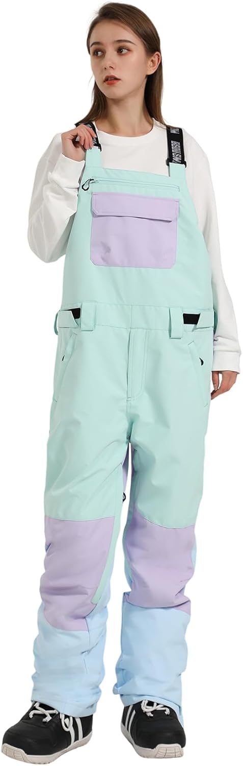 Waterproof Insulated Women's Ski Bibs - HIEEKDER